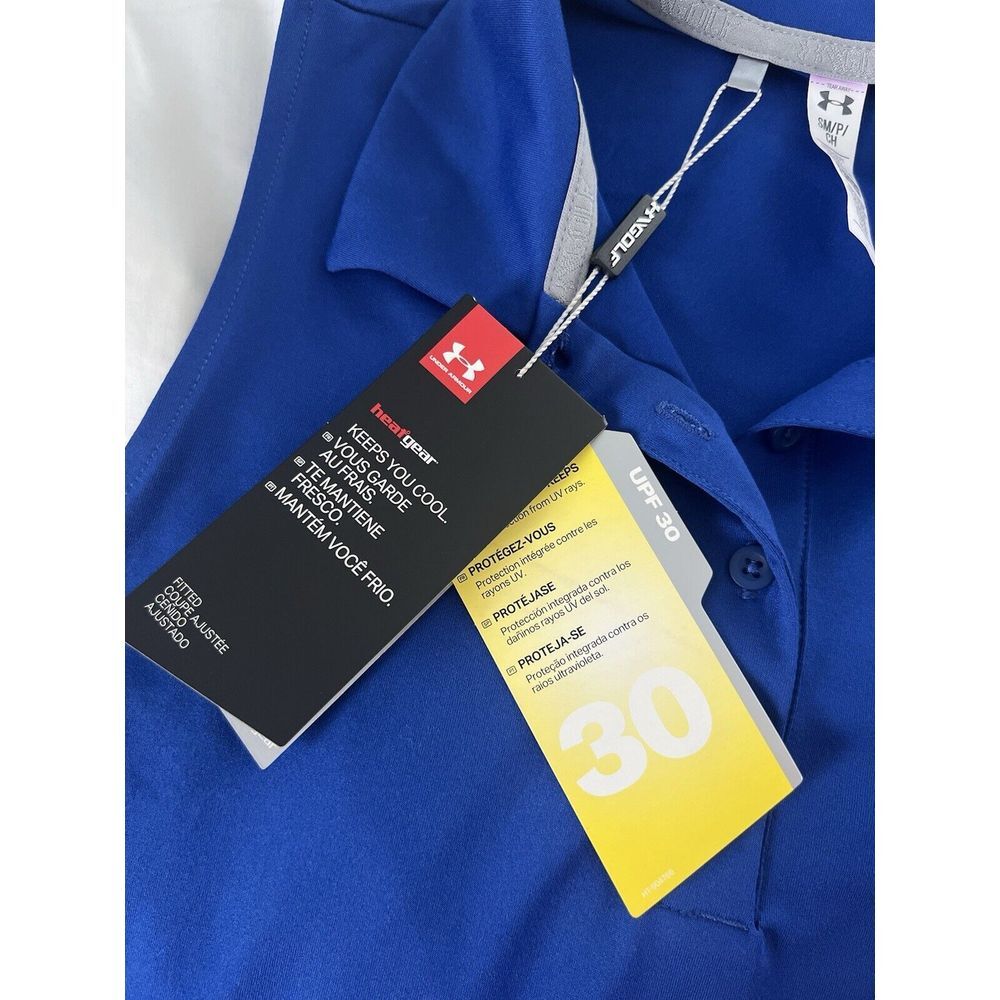 Under Armour Golf Polo Shirt Womens Small Blue Heat Gear UPF 30 Sleeveless - Picture 11 of 13